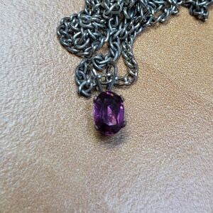 Elegant Silver Necklace with Purple Gemstone